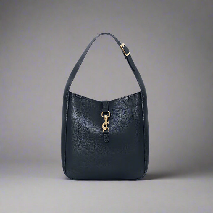Azzura Italian Navy Leather Hobo Bag