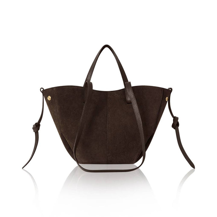 Soho Midi Tote Bag in Suede | Chocolate Brown