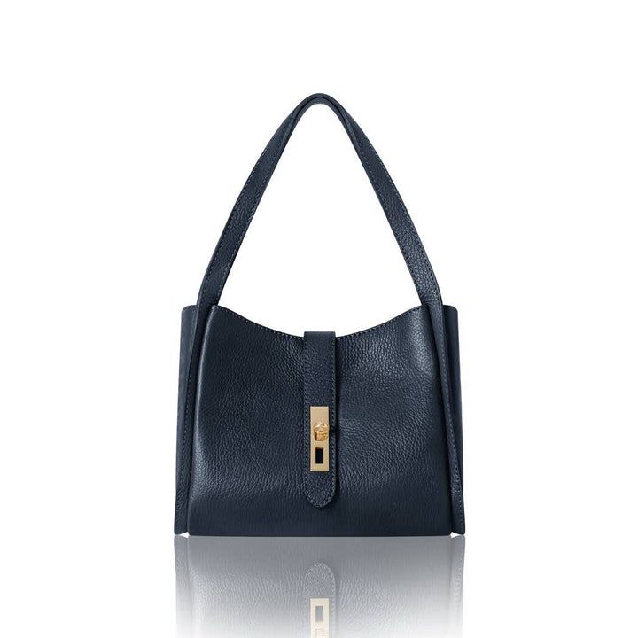 Mayfair Leather Shoulder Tote | Navy