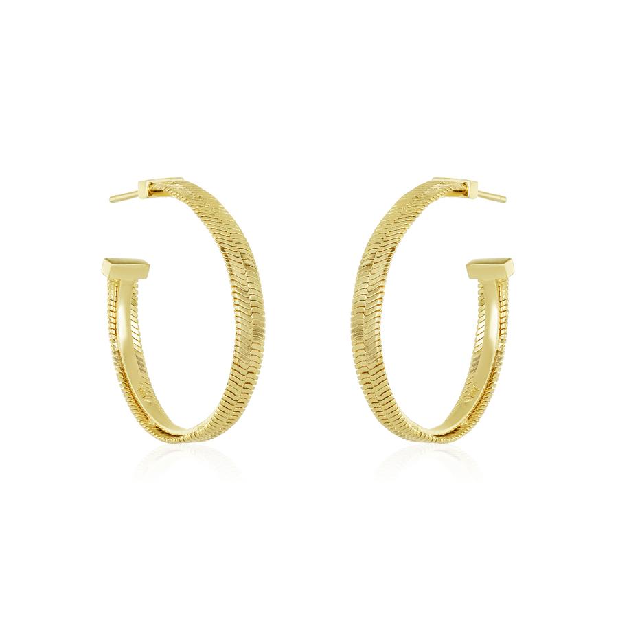 Melinda Maria 1" Demi Herringbone Hoop in Gold 