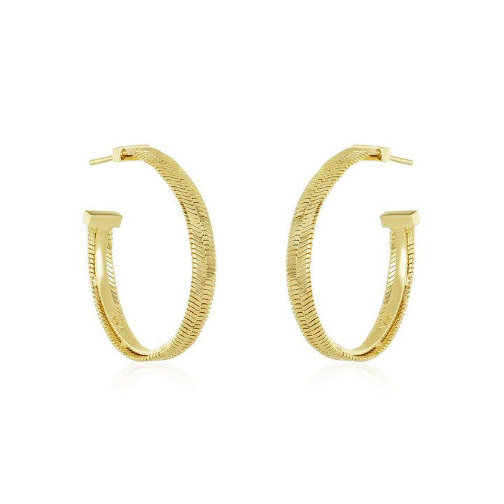 Melinda Maria 1" Demi Herringbone Hoop in Gold 