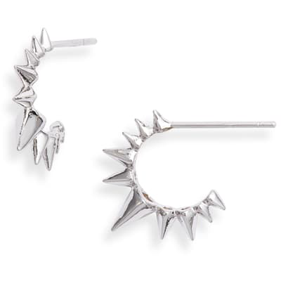 MELINDA MARIA Gabriella Spiked Hoops in Silver.