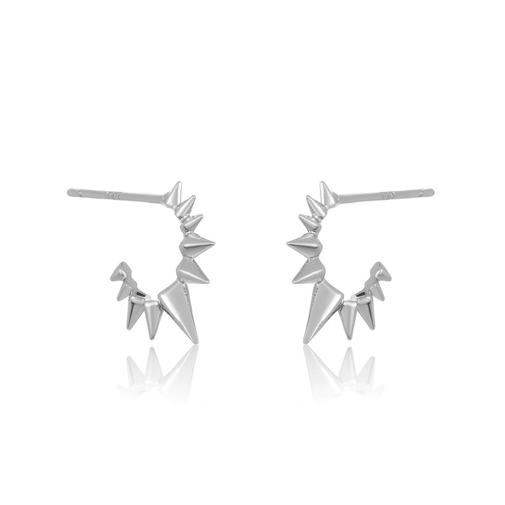 MELINDA MARIA Gabriella Spiked Hoops in Silver.