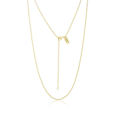 From LA based Celebrity jewellery designer, Melinda Maria. 18inch delicate faceted ball chain necklace with thick 18k gold overlay over solid gold brass. Specifically made for wearing with Melinda's signature "icons" charms. Perfect for layering!