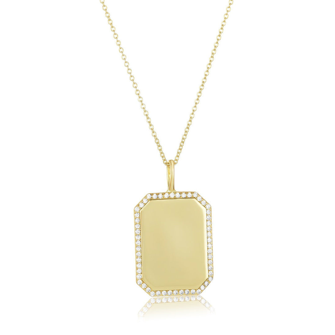 Melinda Maria Large Dog Tag Necklace in Gold