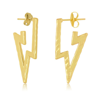From LA based celebrity jewellery designer MELINDA MARIA, these lightning bolt hoops are as edgy as they are beautiful. Gold