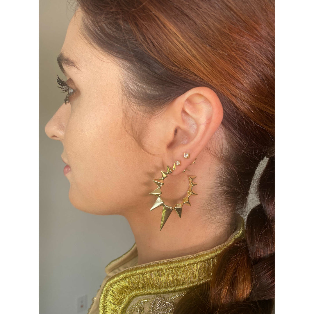 MELINDA MARIA Mama Gabriella Spiked Hoops | Gold