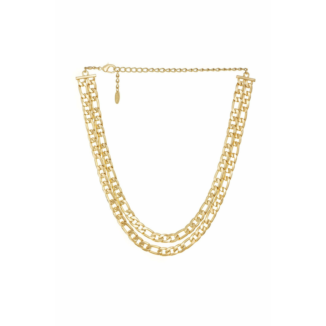 Marny is a gorgeous double link chain necklace.  This style is hypoallergenic 18kt gold plate over stainless steel.  The smaller chain is 12.5" and the longer 13.5" with a 5" extender.