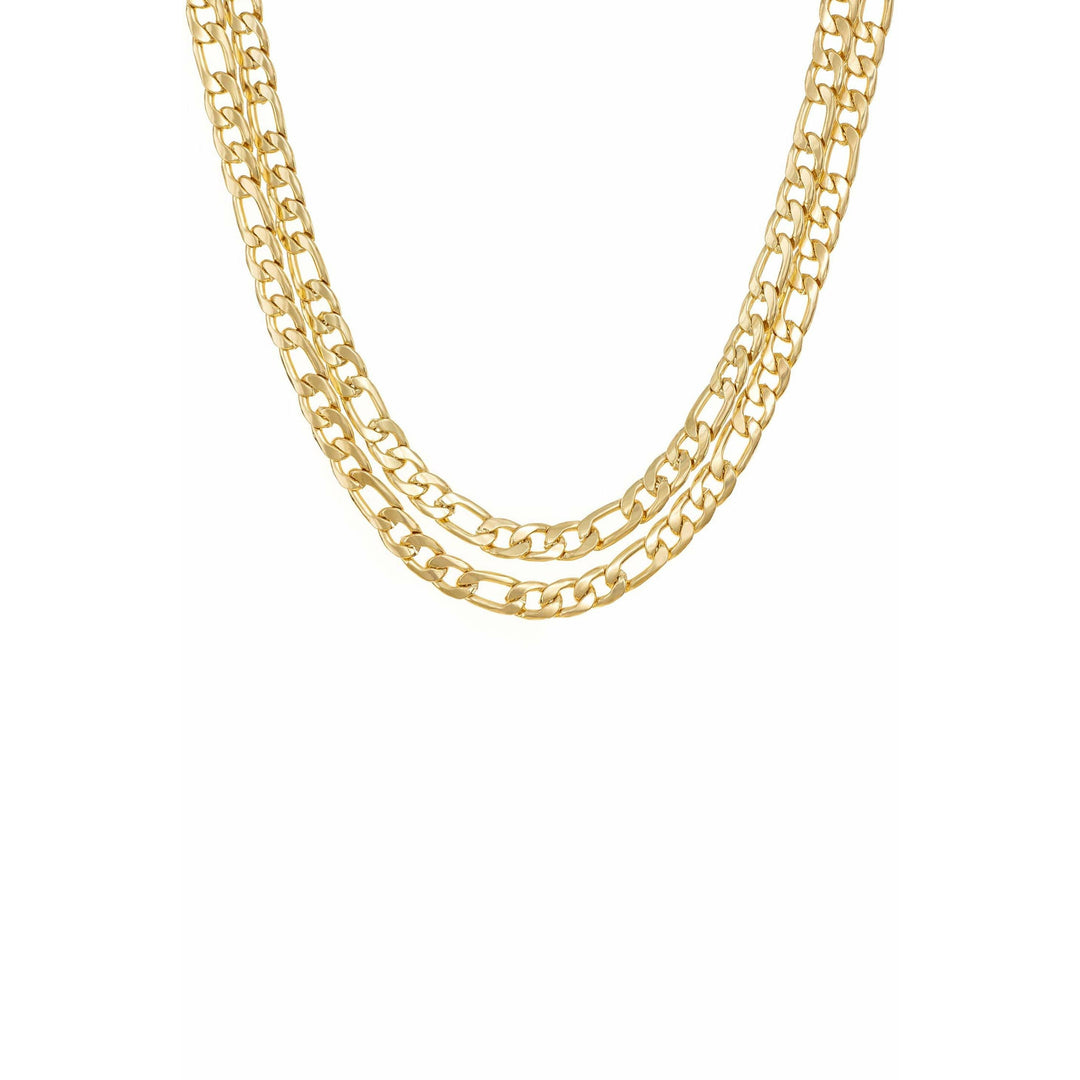 Marny is a gorgeous double link chain necklace.  This style is hypoallergenic 18kt gold plate over stainless steel.  The smaller chain is 12.5" and the longer 13.5" with a 5" extender.