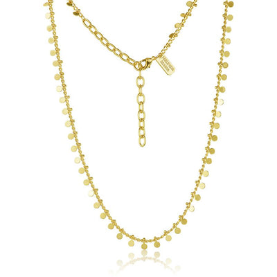 From LA based celebrity jewellery designer Melinda Maria, the Rhea Grecian Necklace features disc medallions adorning the thinnest link chain ever; surely to make you feel like a strong, sexy grecian goddess. 