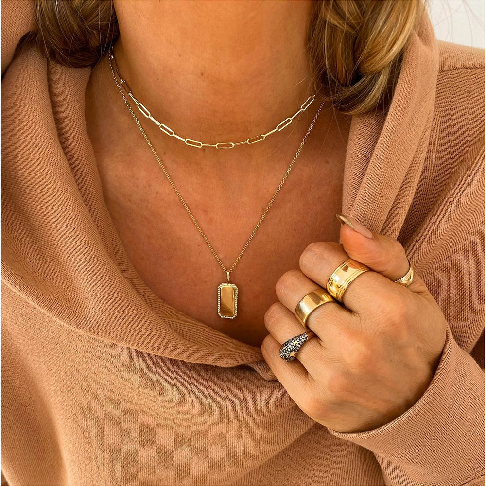 Melinda Maria Tag Me Rectangular Dog Tag Necklace in Silver.