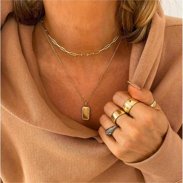 Melinda Maria Tag Me Rectangular Dog Tag Necklace in Silver.