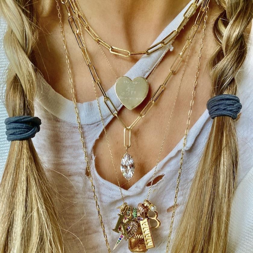 Melinda Maria You Have my Heart XL Demi Fine Necklace in Silver.
