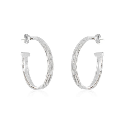 Melinda Maria 1" Demi Herringbone Hoop in Silver.&nbsp;