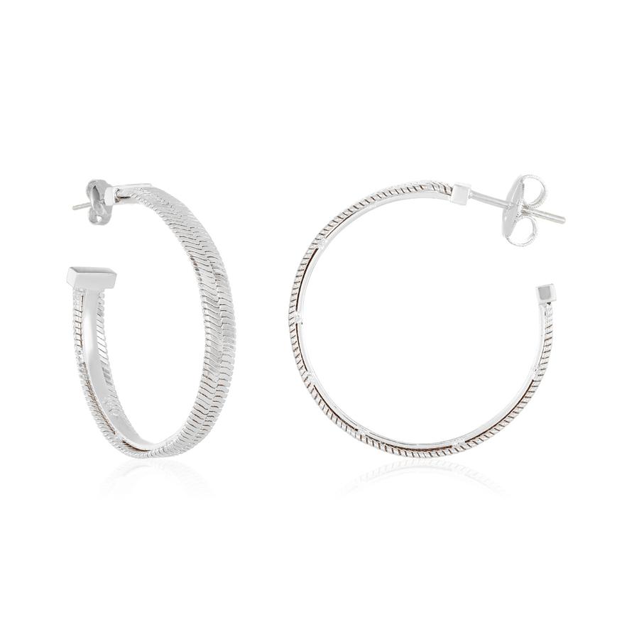 Melinda Maria 1" Demi Herringbone Hoop in Silver.&nbsp;