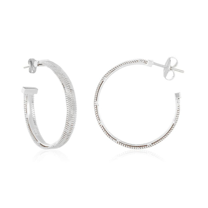 Melinda Maria 1" Demi Herringbone Hoop in Silver.&amp;nbsp;