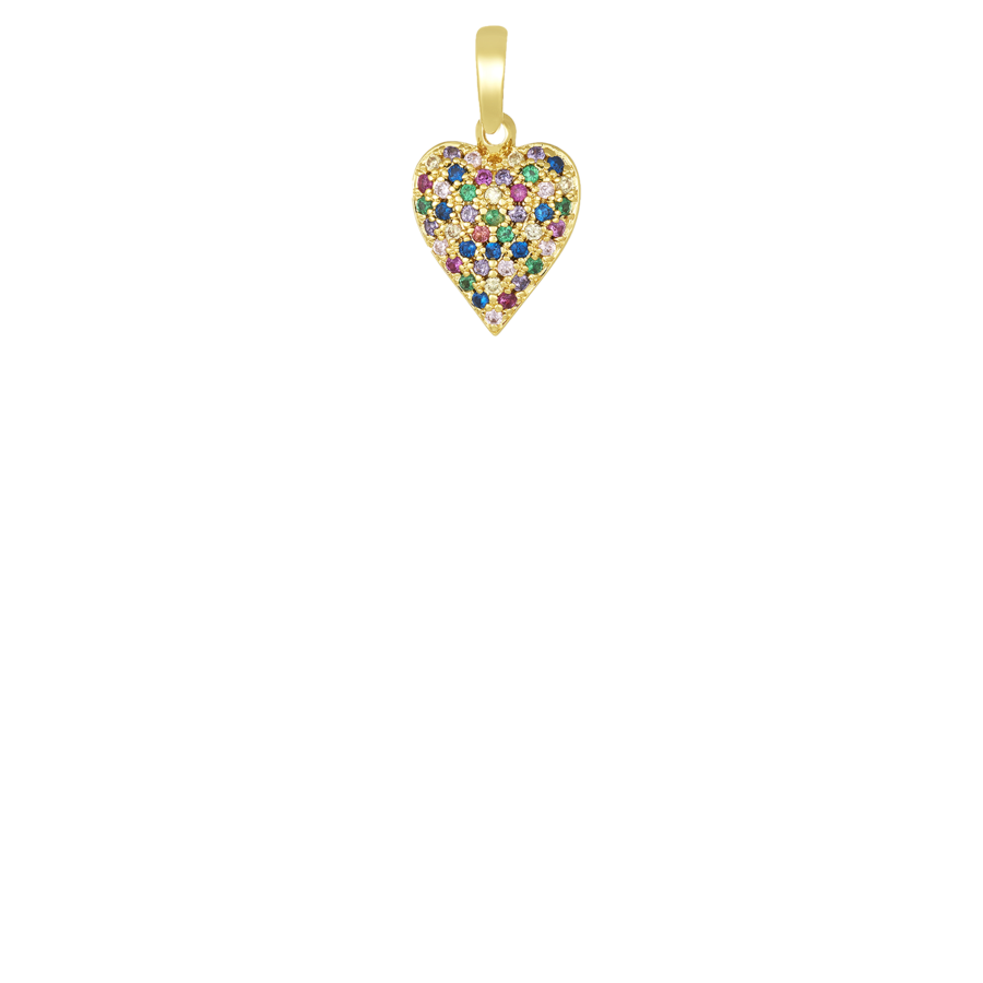 Melinda Maria ICONS Mini Double Sided Heart Charm in Gold &amp; Rainbow.