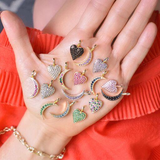 Melinda Maria ICONS Necklace Charm Moon | Gold &amp; Sapphire