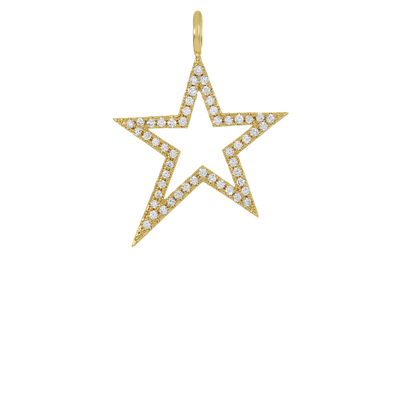 From LA based celebrity jewellery designer, Melinda Maria. The ICONS shooting star necklace charm in gold with sparkling white diamondettes is designed to be worn with the ICONS necklace chains. The celestial symbol of good luck!