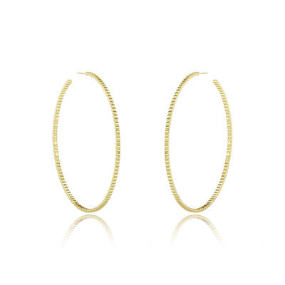 Melinda Maria 3" Warrior Hoop Earrings.  A textured exterior adorns these feather light hoops. 