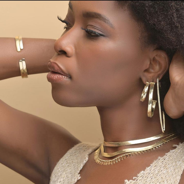 Melinda Maria 3" Warrior Hoop Earrings | Gold